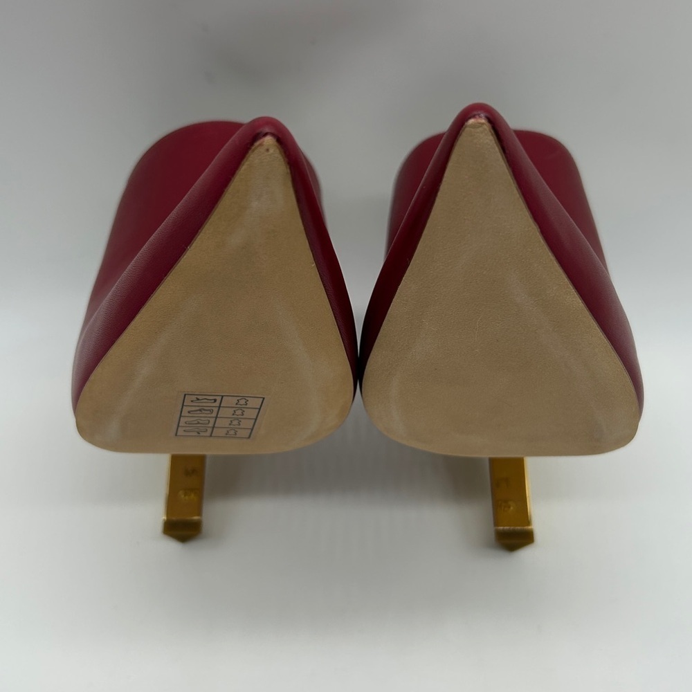 Michael Kors Halle Mule Pump Deep Red Leather Heels | Size 6.5M | New With Box - Picture 10 of 11